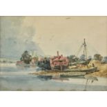 *English School. Beached boats at Greenwich, circa 1830, pencil, pen and brown ink and watercolour