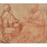 *Italian School. Two seated women in conversation, possibly 16th century, red chalk on laid paper,