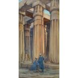 *Johnson (Bessie, active 1885-1933). Temple at Luxor, Egypt, watercolour on paper, showing the