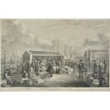 *Greenock. Scene of the old Fish Market, Greenock, circa 1860, uncoloured lithograph, occasional