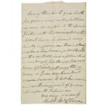 *McClure (Robert, 1807-1873). Autograph letter signed, 'Robt. McClure', Ballyleek House, near