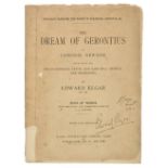 Elgar (Edward, 1857-1934). The Dream of Gerontius by Cardinal Newman, Set to Music for Mezzo-