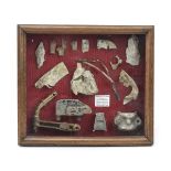 * WWII Relics. A collection of Dornier relics, presented in a display case with printed label in ...