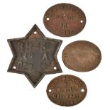* Railway Interest. Cast Iron Railway Wagon Repair Plates, comprising a star shape plate for BR- ...