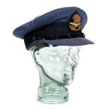 * Royal Air Force. A WWII Officer's service cap, with embroidered King's crown badge applied wit ...