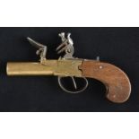 * Pocket Pistol. A late 18th century flintlock travelling or pocket pistol, the 6.5cm fixed bras ...