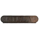 * Railway Interest. A cast iron sign for Filey Railway Station c.1910, rectangular with rounded ...