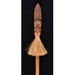 * Maori Staff. A late 20th century Taiaha, with carved spear head inset with mother of pearl and ...