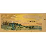 * Zodiac Airship. A pre WWI French watercolour on paper titled 'Le Zodiac III', showing an airsh ...