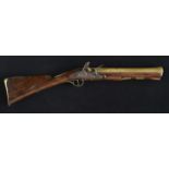 * Blunderbuss. An 18 th century Continental flintlock blunderbuss by I Allon, the 34.5cm brass t ...