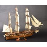 * Model Ship. Wooden scale model of the 'U.S. Constellation 1798', with three fully rigged sales ...