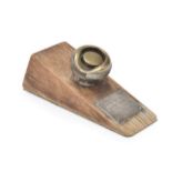 * Spitfire. A WWII Spitfire brass spade grip firing button, mounted on an oak block with white m ...