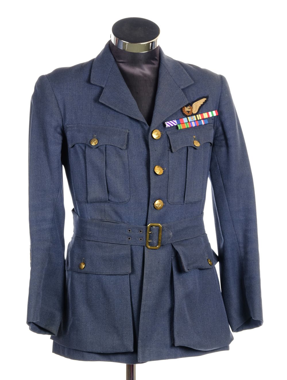 * RAF Uniform. A WWII RAF uniform worn by an Air Gunner, with cloth badge and King's crown brass ...