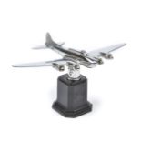 * Desktop Model. WWII American B-17 model, chrome finish presented on a chrome and black bakelit ...