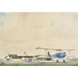* Orton Bradshaw (Stanley, 1903-1950). Gipsy Moth in Guards Flying Club Colours 1938, watercolou ...