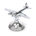 * Desktop Model. A WWII model of a Mosquito, chromed finish presented on a electroplated stand, ...