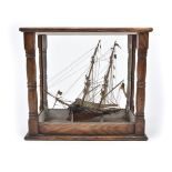 * Model Ship. A mid-19th century model ship possibly prisoner of war work, the two masted ship m ...