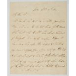 * Wellington (Arthur Wellesley, 1st Duke, 1769-1852). An autograph letter on three sides of a fo ...