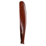 * Propeller. A WWI laminated mahogany propeller blade by Lang Propeller Ltd, Weybridge, with fin ...