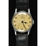 * Military Wristwatch. A WWII Omega RAF pilot's wristwatch c.1943, the 30mm white circular dial ...
