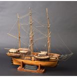 * Model Ship. Wooden scale model of the ship 'Charles M [sic] Morgan', with three fully rigged m ...