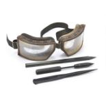 * Flying Goggles. A pair of replica WWI German flying goggles, metal frames with padded backs an ...