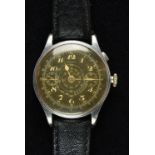 * Military Wristwatch. A WWII period Gloria wristwatch, probably for military use, the 34mm blac ...