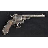 * Revolver. A 19th century six-shot revolver probably Belgian, the 15cm octagonal barrel with ra ...