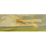 * Aviation Artwork. Delaspre (I.E.). Fighting the Storm, colour lithograph showing Hubert Latham ...