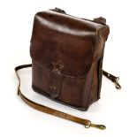 * Imperial Japanese Army Air Force. A WWII brown leather map case, the front flap stitched with ...