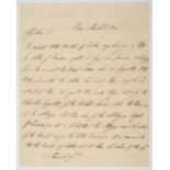 * Wellington (Arthur Wellesley, 1st Duke, 1769-1852). An autograph letter on six sides of two fo ...