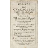 Stephens (John). Essayes and Characters, Ironicall, and Instructive, 1615