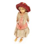 Doll. A late Victorian wax headed doll