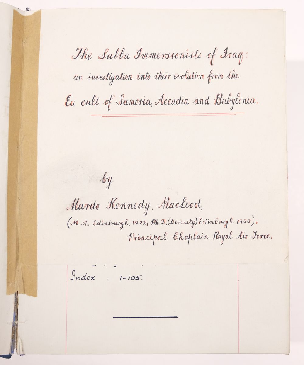 MacLeod (Murdo Kennedy). 'The Subba Immersionists of Iraq', c.1950, original typescript - Bild 6 aus 17