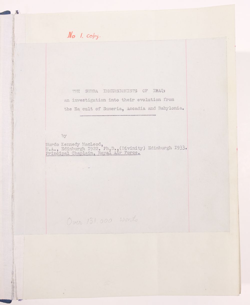 MacLeod (Murdo Kennedy). 'The Subba Immersionists of Iraq', c.1950, original typescript - Bild 5 aus 17