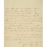 * Stewart (Colonel Charles, 1775-1812). An important autograph letter signed, 1812