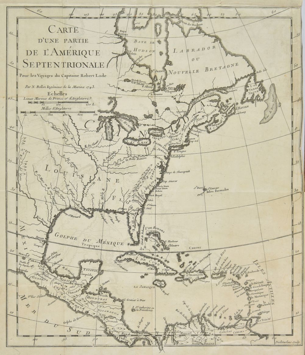 Prevost d'Exiles (Antoine-Francois). Voyages du Captaine Lade, 2 volumes, 1st edition, Paris 1744