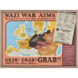 Propaganda map. Nazi War Aims, Grab! Grab! Grab!!!, circa 1940,