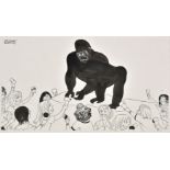 * Bentley (Nicolas Clerihew, 1907-1978). Guy the gorilla, pen & ink drawing