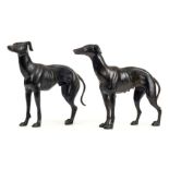 * Bronze greyhounds. A pair of late 20th century bronzed greyhounds