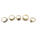 * Rings. Mixed 9ct gold ladies rings