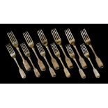 * Silver. A mixed collection of Victorian silver cutlery