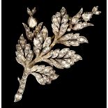 * Brooch. A Victorian gold and diamond leaf brooch