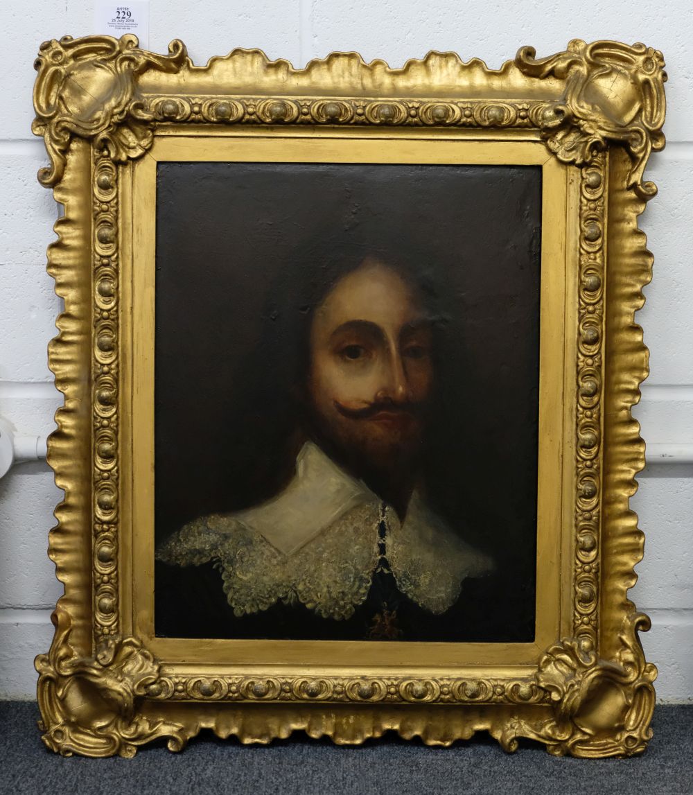 * English School. Head-and-shoulders portrait of King Charles I, late 17th century - Image 3 of 6
