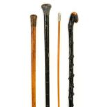 * Walking canes. A 19th century Indian silver top cane