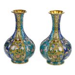 * Cloisonné. A fine pair of late 19th century Chinese cloisonné vases