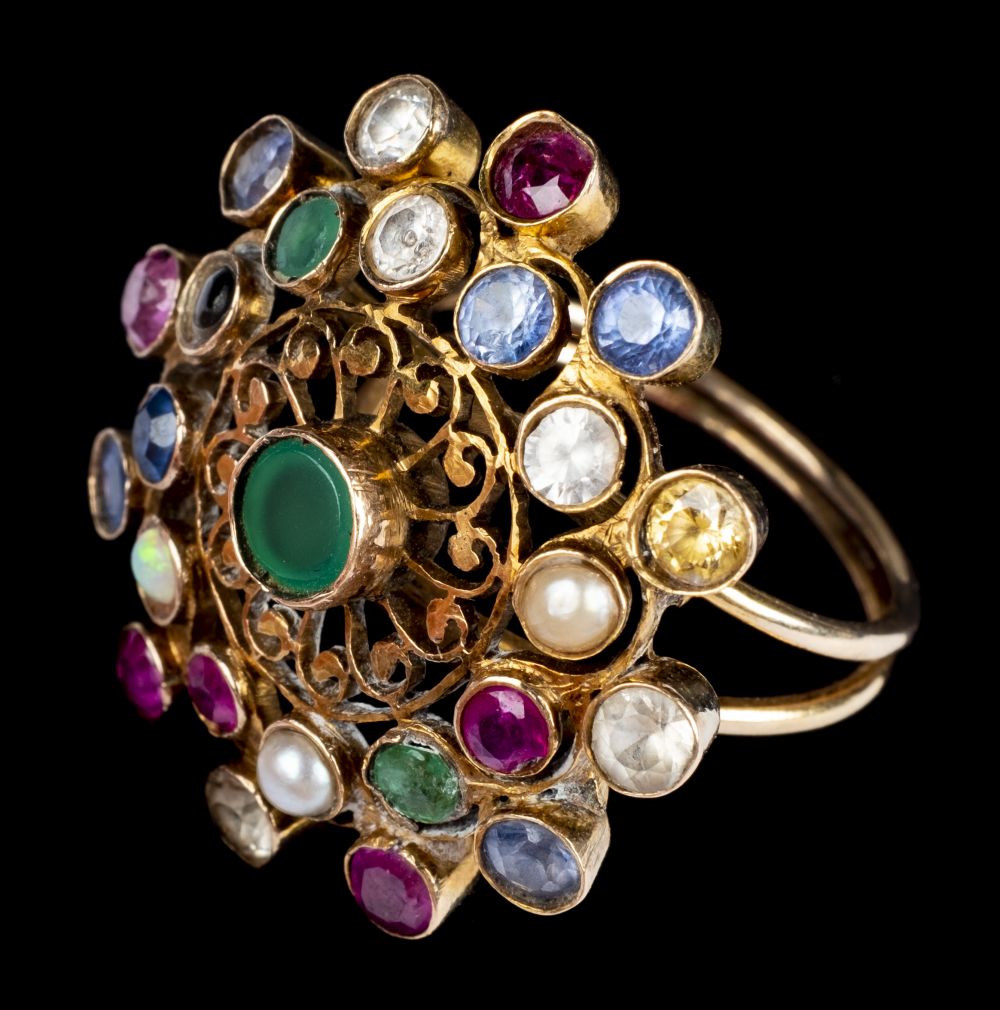 * Ring. A multi gem ring, probably Indian