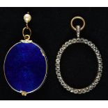 * Miniature. A blue enamel double frame, early 19th century