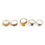 * Rings. Mixed 9ct gold ladies rings