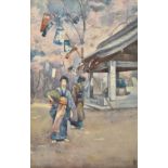 *Conder (Eustace Lauriston, 1863-1935). Japanese Women by a Temple